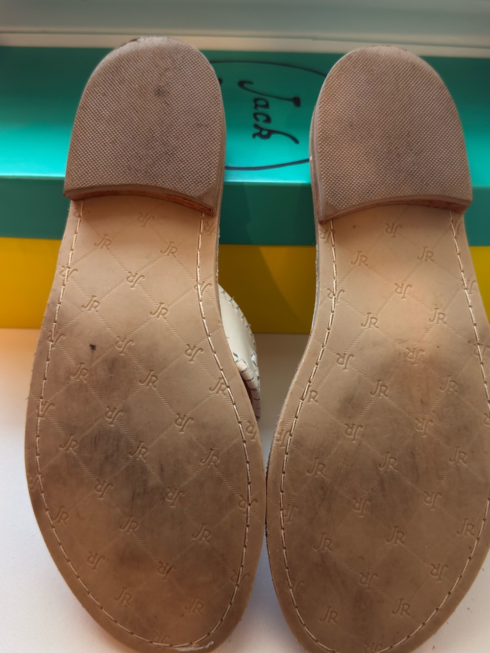 Jack Rogers Palm Beach White Leather Flower Sandals Size 7.5M - Picture 6 of 6